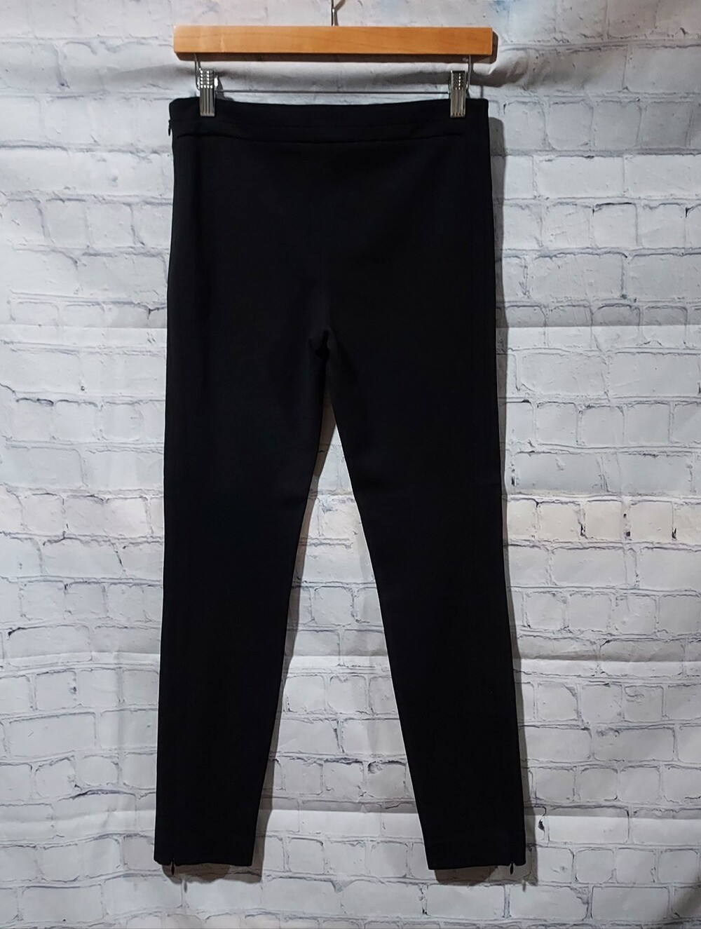 Diane Von Furstenberg Size 6 Ponte Black Pants Side Zip Career Office Business - Picture 8 of 16